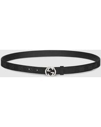 Gucci - Thin Belt With Interlocking G Buckle, Size 100 - Lyst