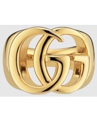 Gucci - Anello A Fascia Con Dettaglio Cut-Out Gg Marmont, Taglia - Lyst