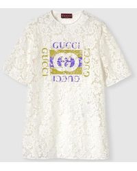 Gucci - フローラル レース トップ, ホワイト, ウェア - Lyst