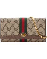 Gucci Ophidia GG Brieftasche mit Kette - Natur