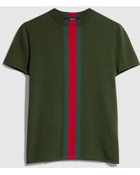 Gucci - Knit Cotton T-Shirt With Web Intarsia, Size Xl, Ready-To-Wear - Lyst