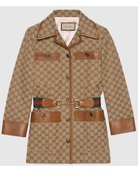 Gucci - gg Canvas Jacket With Web Belt - Lyst
