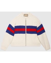 Gucci - Wool Mohair Cardigan With Web - Lyst