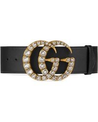 Leather Belt With Pearl Double G in Black - Save 63% - Lyst