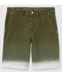Gucci - Bleached Gg Cotton Denim Jacquard Shorts - Lyst