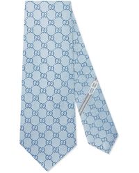 Gucci Cravatta in seta con motivo GG - Blu