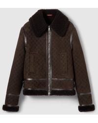 Gucci - Printed Suede Shearling Jacket, Ready-To-Wear - Lyst