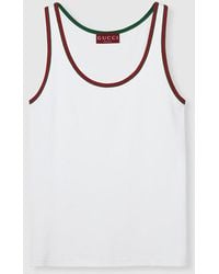 Gucci - Rib Cotton Tank Top With Web - Lyst