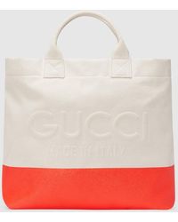 Gucci - Canvas Tote Bag With Embossed Detail - Lyst