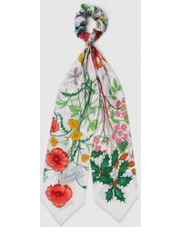 Gucci - Flora Print Silk Scrunchie - Lyst