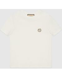 Gucci - インターロッキングg コットンジャージー Tシャツ, ホワイト, ウェア - Lyst