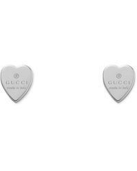 Gucci - Trademark Earrings Heart-motif Sterling Silver Stud Earrings - Lyst
