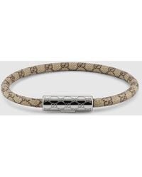 Gucci - Bracelet With Gg Detail Leather - Lyst