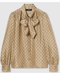Gucci - Printed Silk Twill Shirt - Lyst