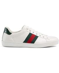 Gucci Mens White Men's New Ace Leather Sneakers Eur 40 / 6 Uk Men - Multicolor