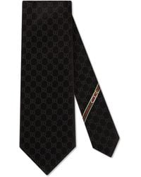 Gucci GG Pattern Silk Tie - Black
