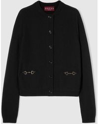Gucci - Wool Cashmere Cardigan With Horsebit - Lyst