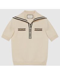 Gucci - Wool Polo Shirt With Contrast Trim - Lyst