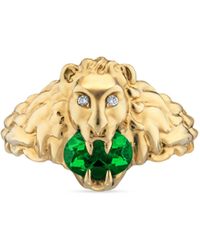 Gucci Lion Head 18k Ring With Chrome Diopside - Metallic