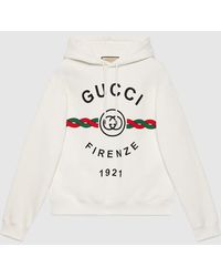 Gucci - Cotton ' Firenze 1921' Hooded Sweatshirt - Lyst