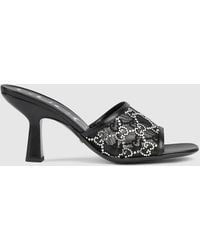 Gucci - Tom Crystal-embellished Fabric Heeled Mules - Lyst