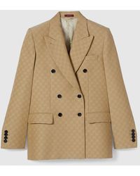 Gucci - Gg Silk Wool Crêpe Jacquard Jacket - Lyst