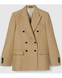 Gucci - Gg Silk Wool Crêpe Jacquard Jacket - Lyst