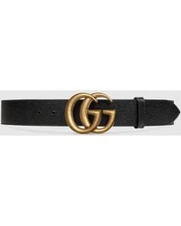 Gucci - 406831 Dj20t 1000 Belt Full Grain Leather With Gold Double GG Buckle (GGB1004) - Lyst