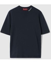 Gucci - Silk Cotton T-Shirt With Intarsia - Lyst