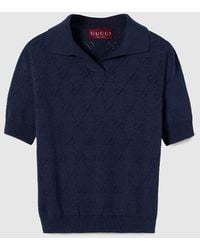 Gucci - Gg Pointelle Cotton Silk Polo Shirt - Lyst