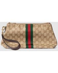 Gucci - Cartera Neceser Con Gg Y Tribanda Web Pequeño - Lyst