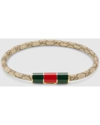 Gucci - Bracelet With Enamel Web Tag - Lyst