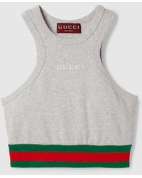 Gucci - Canotta In Cotone A Coste Con Nastro Web - Lyst