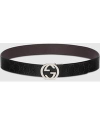 Gucci - Reversible Belt With Interlocking G Buckle, Size 75, Logo Leather - Lyst