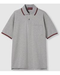 Gucci - Mélange Cotton Piquet Polo Shirt With Embroidery - Lyst