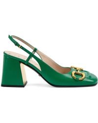 Gucci Mid-heel Slingback With Horsebit - Green