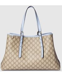 Gucci - 〔Ggエンブレム〕ラージ トートバッグ, ベージュ, Ggキャンバス - Lyst