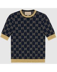 Gucci - Monogram-Pattern Ribbed-Trim Cotton-Blend Knitted Top - Lyst