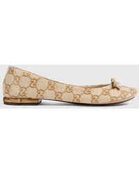 Gucci - Crystal Ballerina With Bamboo, Gg Canvas - Lyst