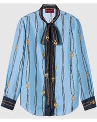 Gucci - Printed Silk Twill Shirt - Lyst