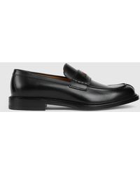 Gucci Leather Loafer With Double G And Web in Black for Men | Lyst