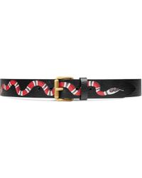 Gucci Cinturón de cuero con serpiente - Negro
