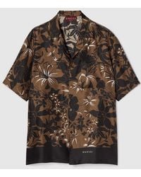 Gucci - Printed Silk Twill Bowling Shirt - Lyst