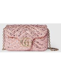 Gucci - Gg Marmont Mini-Schultertasche Mit Kristallen - Lyst