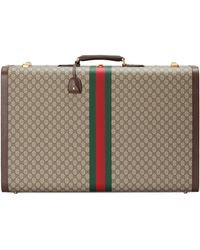 Gucci GG Extra Large Suitcase With Web - Brown