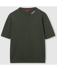 Gucci - Silk Cotton Knit T-Shirt With Intarsia - Lyst
