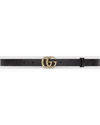 Gucci Belt Gold Double G Buckle Leather 397660 4cm (GGB1001) in Blue | Lyst