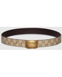 Gucci - Belt With Plaque Buckle, Size 95, Gg Canvas - Lyst