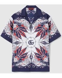 Gucci - Chemise En Coton À Imprimé Bandana Double G - Lyst