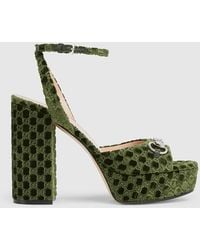 Gucci - Platform Sandal With Horsebit, Size 7 Us, Velvet - Lyst